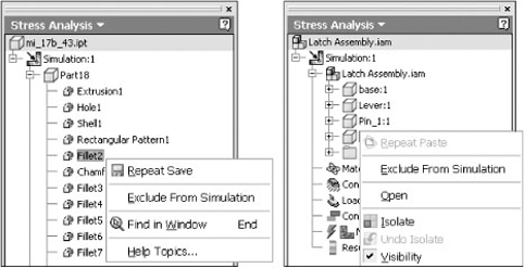 The Exclude features for a simulation