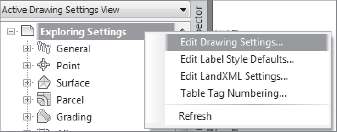 Accessing the Drawing Settings dialog