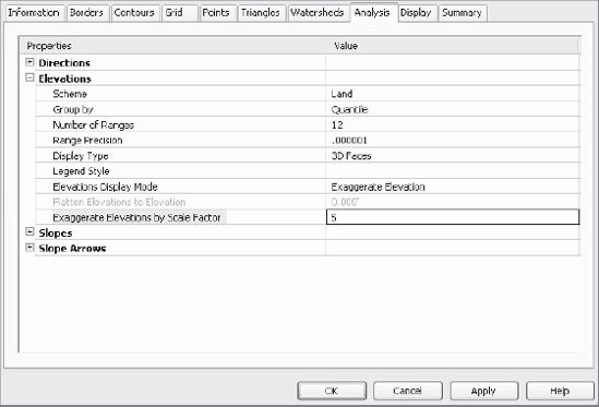 Completed changes to the Elevations portion of the Analysis tab