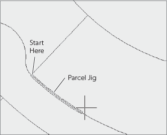 Select the lot line created in the last exercise as the starting point of your frontage.