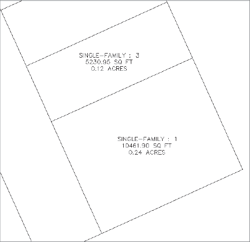 The Erase command removes the entire length of the segment, leaving two parcels.