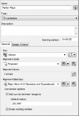 The Create Alignments from Objects dialog