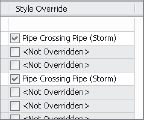 Check the style override box for Pipes A and C.