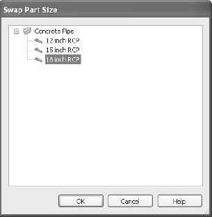 The Swap Part Size dialog