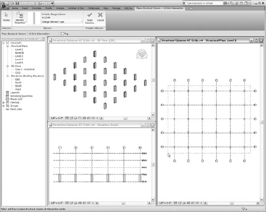 Placing columns with the On Grids option will quickly and accurately place them onto gridlines.