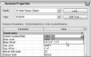 The Column Location Mark parameter's read-only behavior is sometimes removed to allow you to select a different location mark.