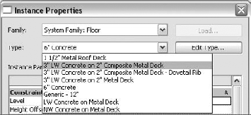 Default supported slab types