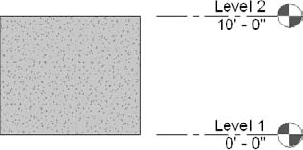 A wall placed and constrained between Level 1 and Level 2