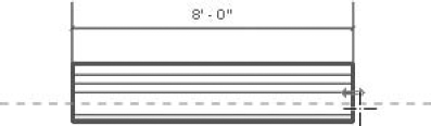 Here, the alignment line is centered on the wall's core centerline.