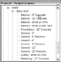 Finding a wall in the Project Browser