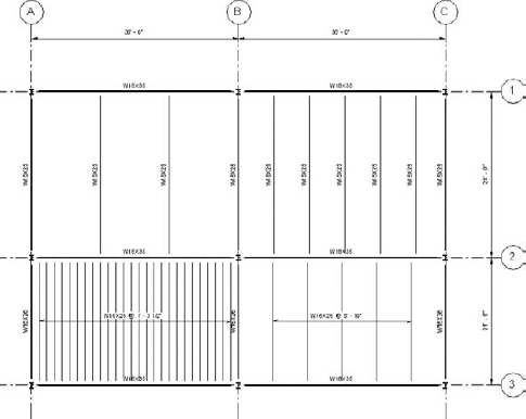 Examples of in-filled framing bays using different layout rules and tag types