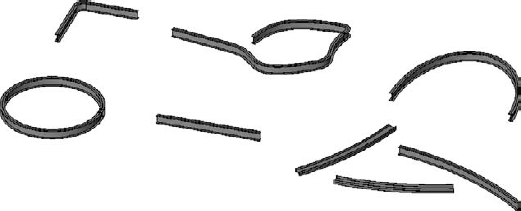 Some curved beam shapes drawn with straight, circular, arc, and spline options