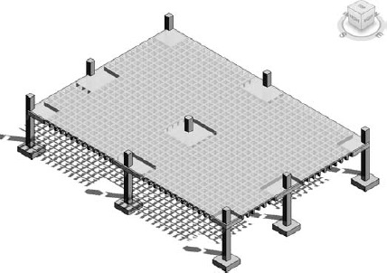 Concrete pan joist system with filled cores at the columns