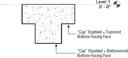 The Elevation at Bottom parameter value is determined by the setting for the Cap family parameter.