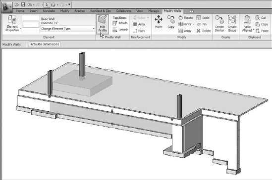 You can create stepped footings by editing the profile of a wall.