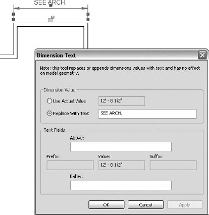 The Dimension Text dialog box