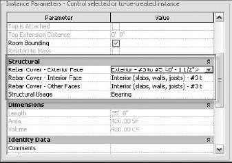 Instance parameters for cover settings