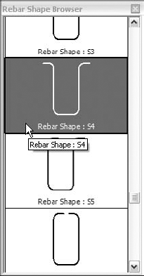 The Shape Browser allows you to access any rebar shape for your model.