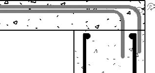 End hook configuration shown with the dowels extending into the top of the foundation wall