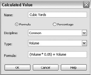 The Calculated Value dialog box