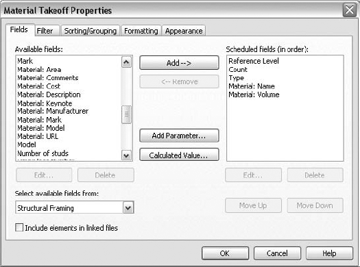 Adding parameter fields to the schedule