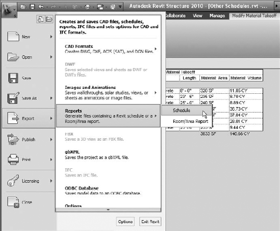 The Export Schedule command