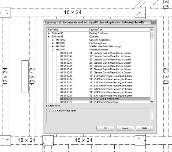 Adding a keynote tag to an element