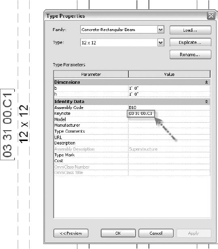 Keynote parameter in Element properties