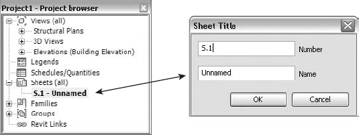 Selecting a view and using the right-click shortcut menu or pressing the F2 key is a quick way to number and name sheets.