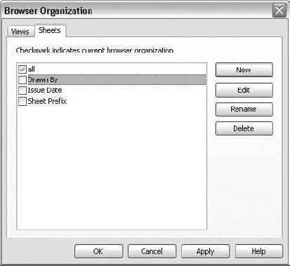 Create Project Browser view types for sheets to organize sheets in the Project Browser.