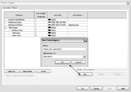 Create a new line style for title blocks in the Object Styles dialog box.