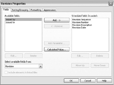 You cannot create new parameters for a Revision Schedule.