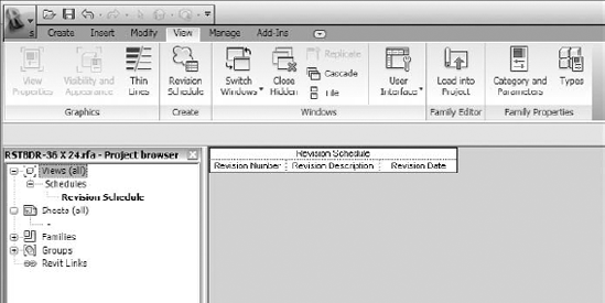 Revision Schedules show up in the Project Browser, where you can drag them onto the title block sheet for use in your project.