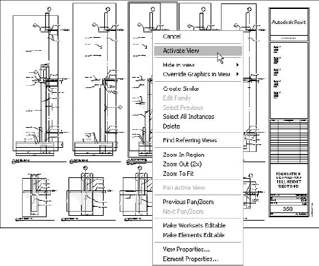 You can work on views through your sheets by right-clicking a view and selecting Activate View.