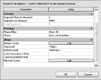 Place segments of a Graphical Column Schedule onto multiple sheets by adjusting the segment parameters in its properties.