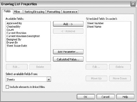 Creating a Drawing List is similar to creating schedules or quantities.