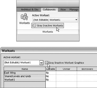 Activating the Gray Inactive Workset Graphics option