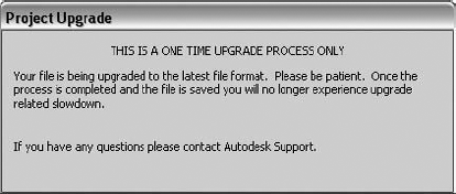 The Project Upgrade dialog box