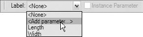 Once the dimension is selected, you can add a parameter from the Options bar.