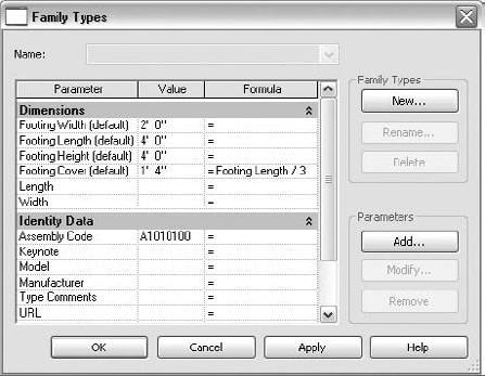 You can add a formula to the Formula column in the Family Types dialog box. Remember that the expressions are case sensitive.