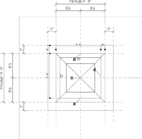 The slab opening is locked to the inner wall lines.