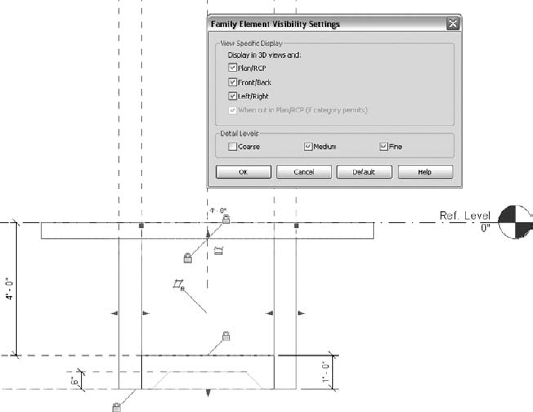 Use the Family Element Visibility Settings dialog box to set view-specific display characteristics for your family members.