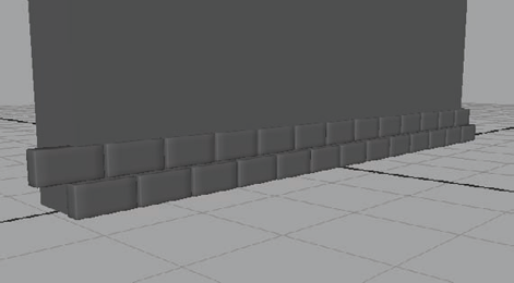 Two rows of laid bricks