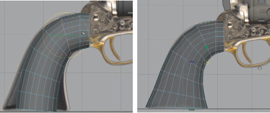 The revolver grip before and after adjustment