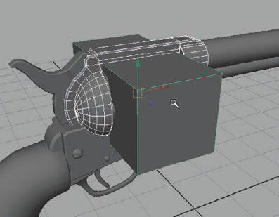 The large cube that will help carve out the cylinder space