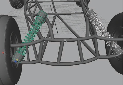 Positioning the shock absorber on the buggy