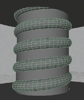 The helix positioned on the cylinder