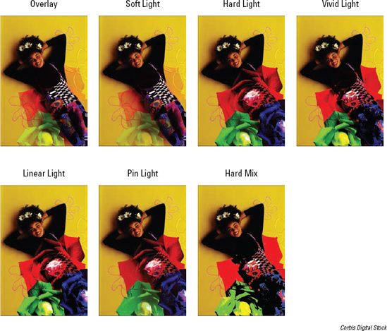 Some blend modes adjust the lighting between your image layers.