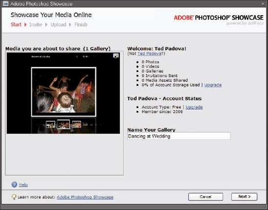 The first screen you see after logging on to the Adobe Photoshop Services.