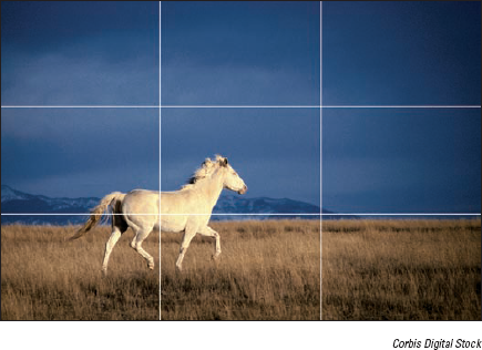 Position your subject at one of the intersecting points on the rule-of-thirds grid.